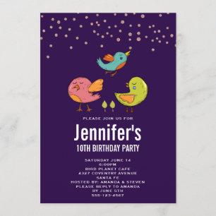 Invitation Oiseaux Whimsical Colorés Anniversaire