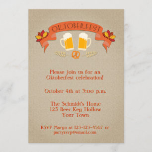 Invitation Oktoberfest Beer Mugs and Banner