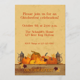 Invitation Oktoberfest, Citrouilles, Beer Steins