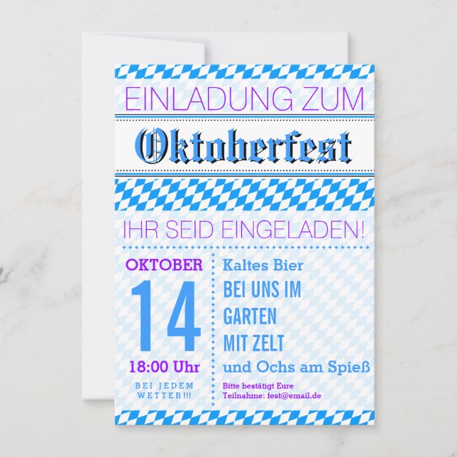 Invitation Oktoberfest en losange (Devant)