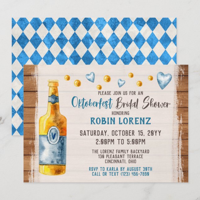 Invitation Oktoberfest Fête des mariées Bavarian Bière Party (Devant / Derrière)