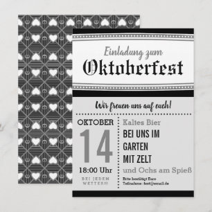 Invitation Oktoberfest noir et blanc