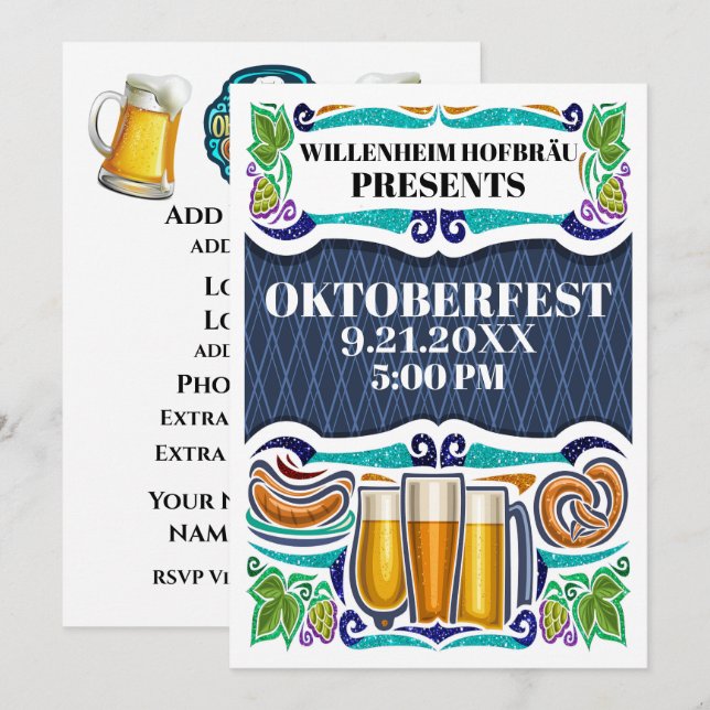 Invitation OKTOBERFEST / Octoberfest (Devant / Derrière)