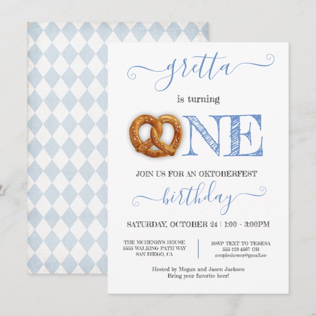 Invitation Oktoberfest Pretzel devient fête d'anniversaire (Devant / Derrière)