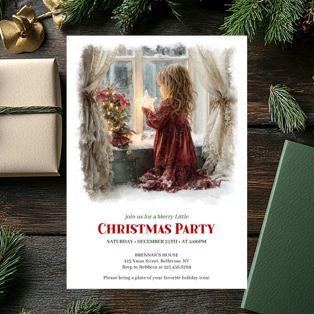 Invitation Old fashioned little girl holding shining star   (Old fashioned little girl holding shining star download invitation

)