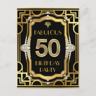 Invitation Old Hollywood Glam Art Deco 50e anniversaire