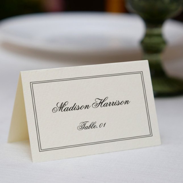 Invitation Old Money Black and White Wedding Place Card DIY (Créateur téléchargé)