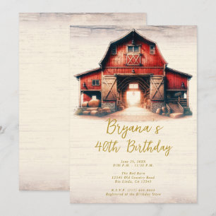 Invitation Old Red Barn Rustic Country Anniversaire