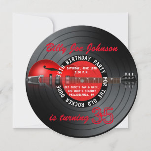 Invitation Old Rocker Dude Guitar Record 35e fête d'anniversa