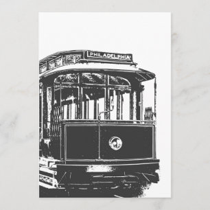 Invitation Old tram   Streetcar Philadelphie   Vintage