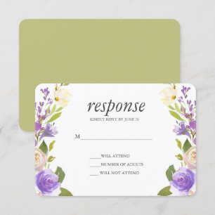 Invitation Olive Chic Lavender Floral Wedding Réponse Rsvp