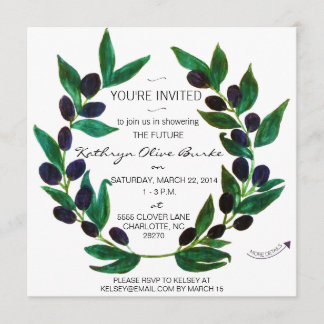 Invitation olive de Fête de la mariée de guirlande