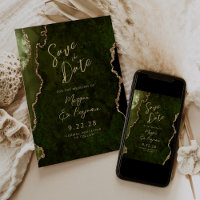 Olive Green Agate Script Mariage Save the Date