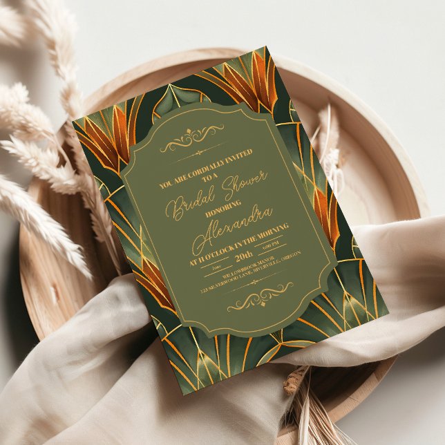Invitation Olive Green Élégant Ornate Vintage (Créateur téléchargé)