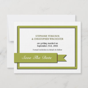 Invitation Olive Green Enregistrer la Date