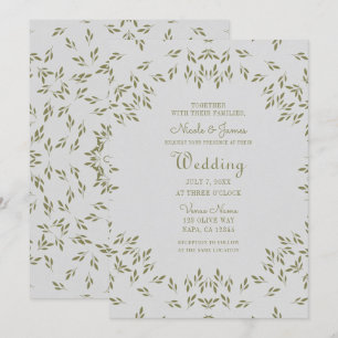 Invitation Olive Green Feuilles Naturel avoine Rustique Maria