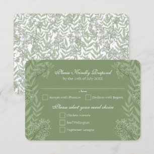 Invitation Olive Green Mariage Botanique Vintage Réponse RSVP