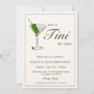 Invitation Olive Martini Cocktail Drôle 28ème anniversaire