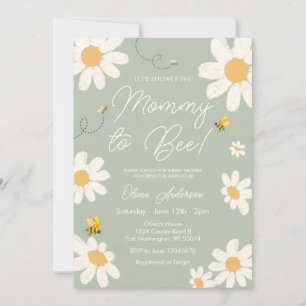 Invitation Olive Sage Daisy Retro Mommy to Bee Baby shower