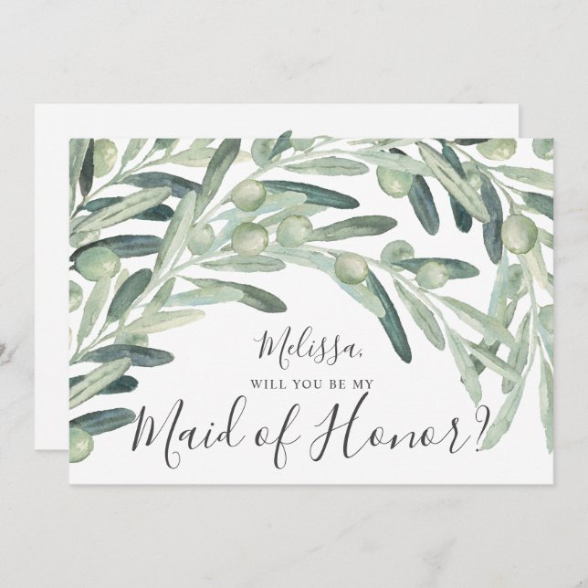 Invitation Olive Serez-vous ma servante d'honneur ? (Devant / Derrière)