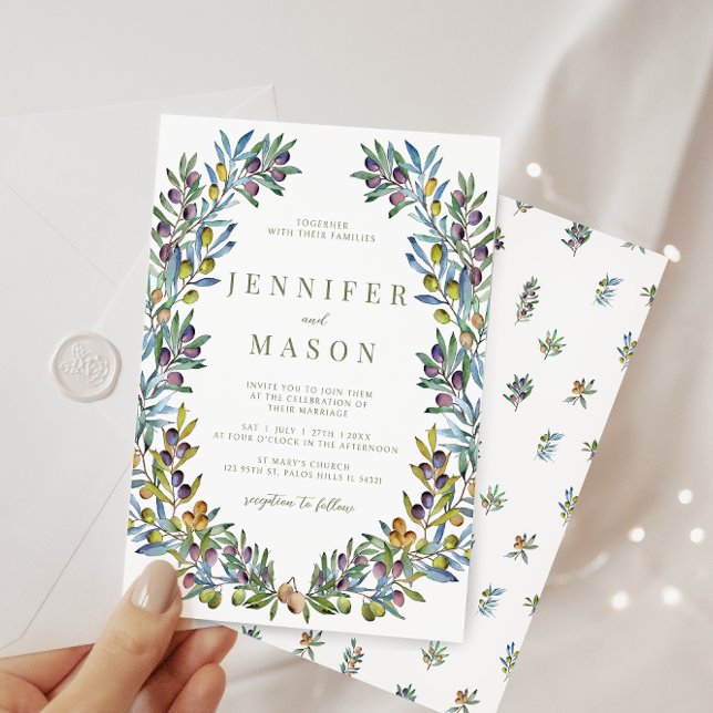 Invitation Olive Toscan thème bohème mariage d'été (Créateur téléchargé)