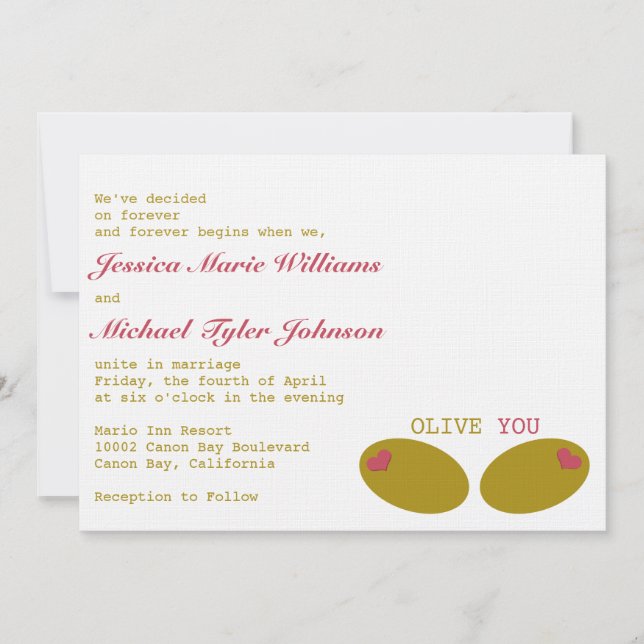 Invitation Olive You Mariage (Devant)