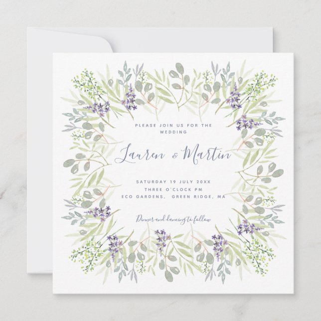 Invitation Olives de campagne et Mariage de verdure romarin (Devant)