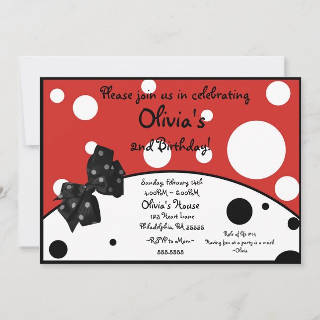 Invitation Olivia le porc a inspiré l'invitation (Devant)