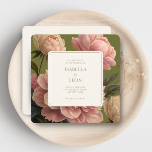 Invitation Olivier et ivoire   Mariage vintage Rose Floral