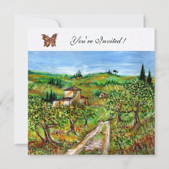 Invitation OLiviers en Toscane,jaune vert blanc (Devant)