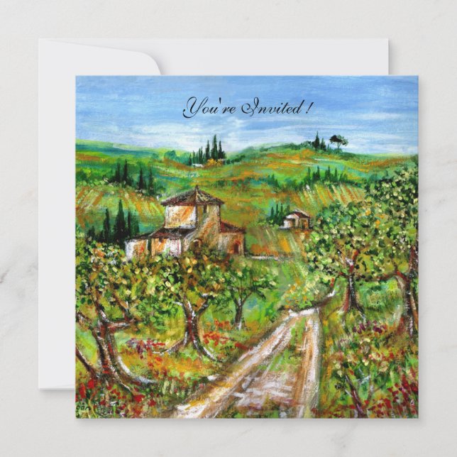 Invitation OLIVIERS EN TOUSCANE,jaune vert blanc (Devant)