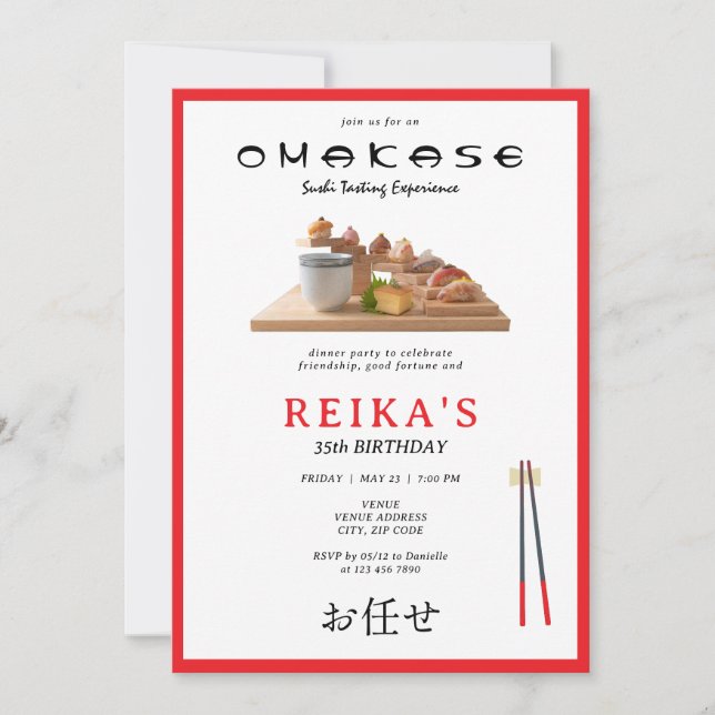 Invitation Omakase Japonaise Dégustation de Sushi Anniversair (Devant)