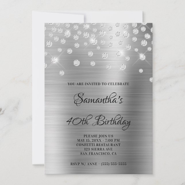 Invitation Ombre à huile satinée diamant Confetti (Devant)