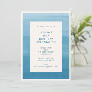 Invitation Ombre Abstrait dégradé bleu océan 50e anniversaire