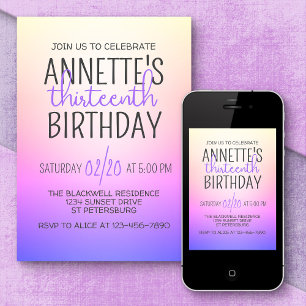 Invitation Ombre arc-en-ciel violet