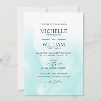 Invitation Ombre Azure Water Plain Mariage élégant