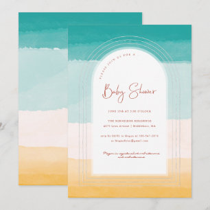 Invitation Ombre Beach Sun & Sand Baby Shower Arc-en-Ciel