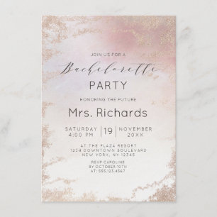 Invitation Ombre Blush Pink Frosted Foil Bachelorette