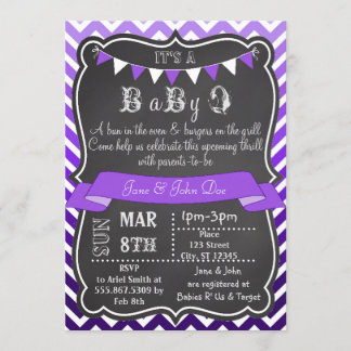 Invitation Ombre Chevron Chalkboard BabyQ violet