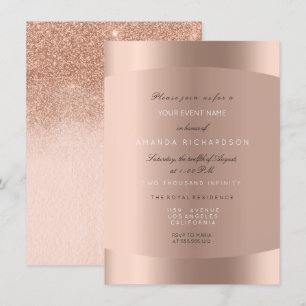 Invitation Ombre de Parties scintillant minimale rose or noir