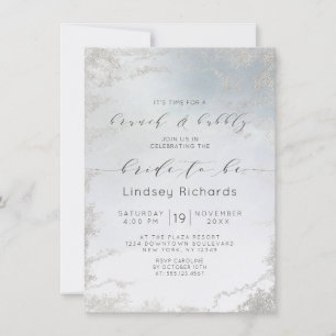 Invitation Ombre Dusty Blue Frosted Brunch & Bubbly Douche
