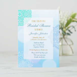 Invitation Ombre Fête des mariées Mandala bleu, Turquoise et 