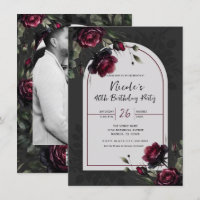 Ombre gris floral rouge Bordeaux pour anniversaire