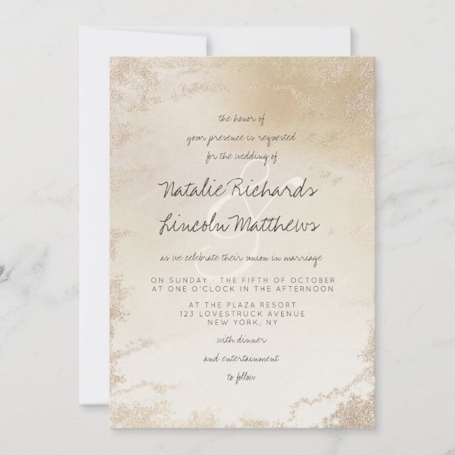 Invitation Ombre Jaune Or Frosted Foil Mariage élégant (Devant)
