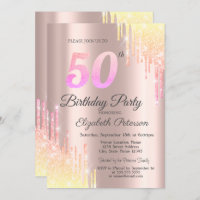 Ombre Parties scintillant Drips Rose Gold 50e fête