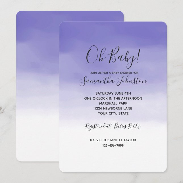 Invitation Ombre pourpre fille (Devant / Derrière)