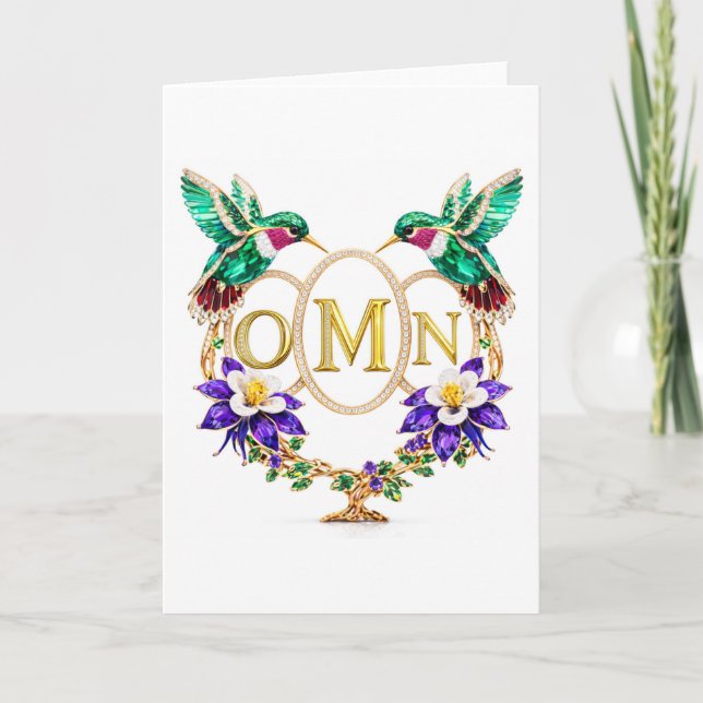 Invitation OMN Hummingbird Any Letters Custom Folded Wedding (Devant)