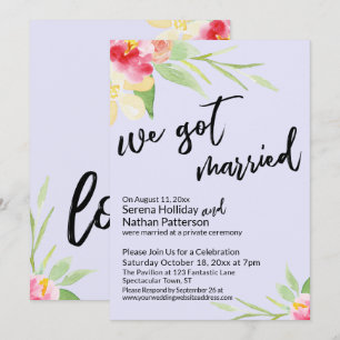 Invitation On a des fleurs d'aquarelle mariées sur la lavande