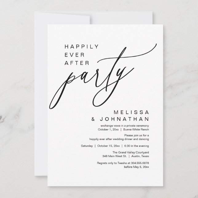 Invitation On a noué le noeud, Romantic Mariage Dinner Party (Devant)