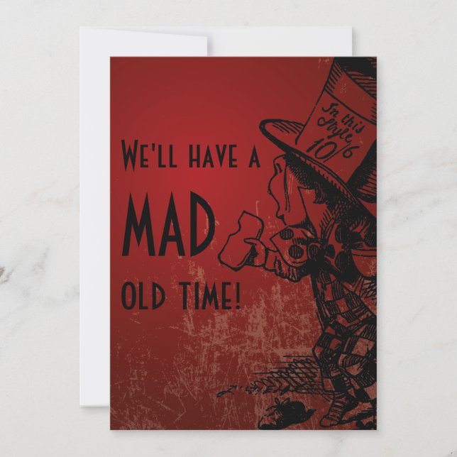Invitation On aura un vieux temps fou ! (Mad Hatter - rouge) (Devant)